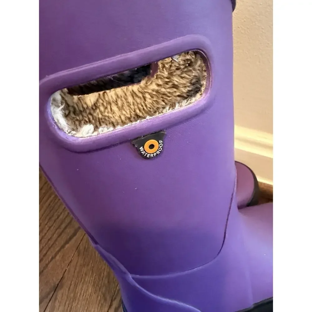 Bogs Kids Rain Boot Plush Waterproof Purple Little Kids Sz 10 Puddle Water Lined